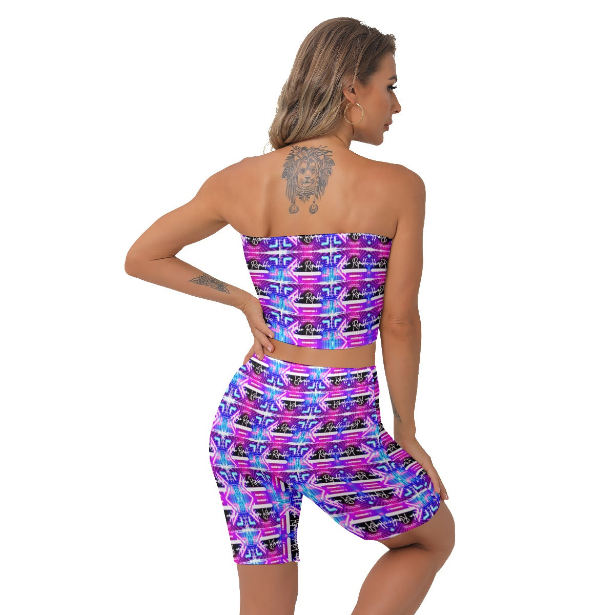 All-Over Print Women's Breast Wrap Shorts Suit