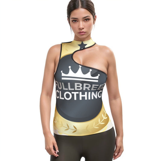 All-Over Print Women's Halter Sleeveless Asymmetrical Tank Top