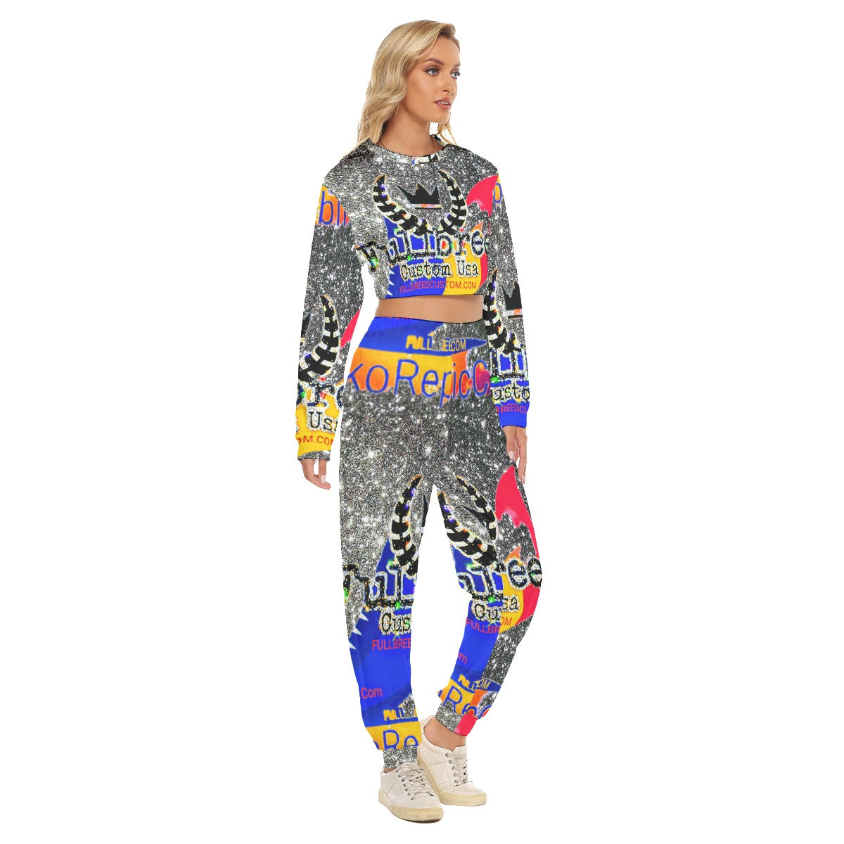 All-Over Print Women's Crop Sweatshirt Suit