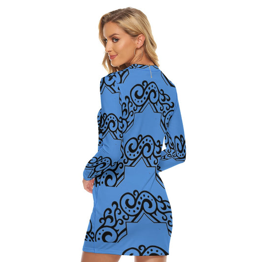 All-Over Print Women's Zip Front Tight Dress