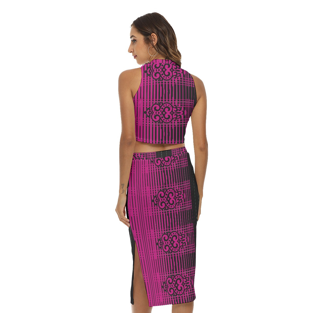 All-Over Print Women's Tank Top & Split High Skirt Set