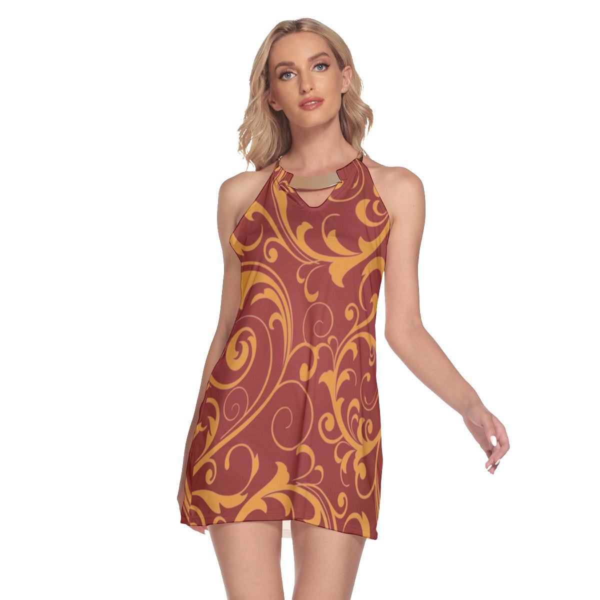 All-Over Print Women's Round Neck Above Knee Dress