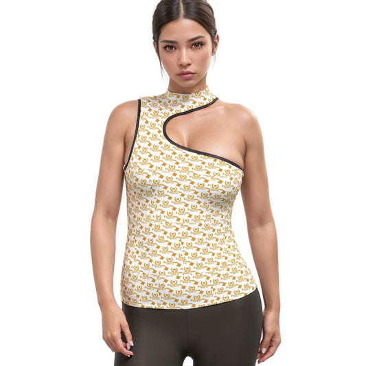 All-Over Print Women's Halter Sleeveless Asymmetrical Tank Top