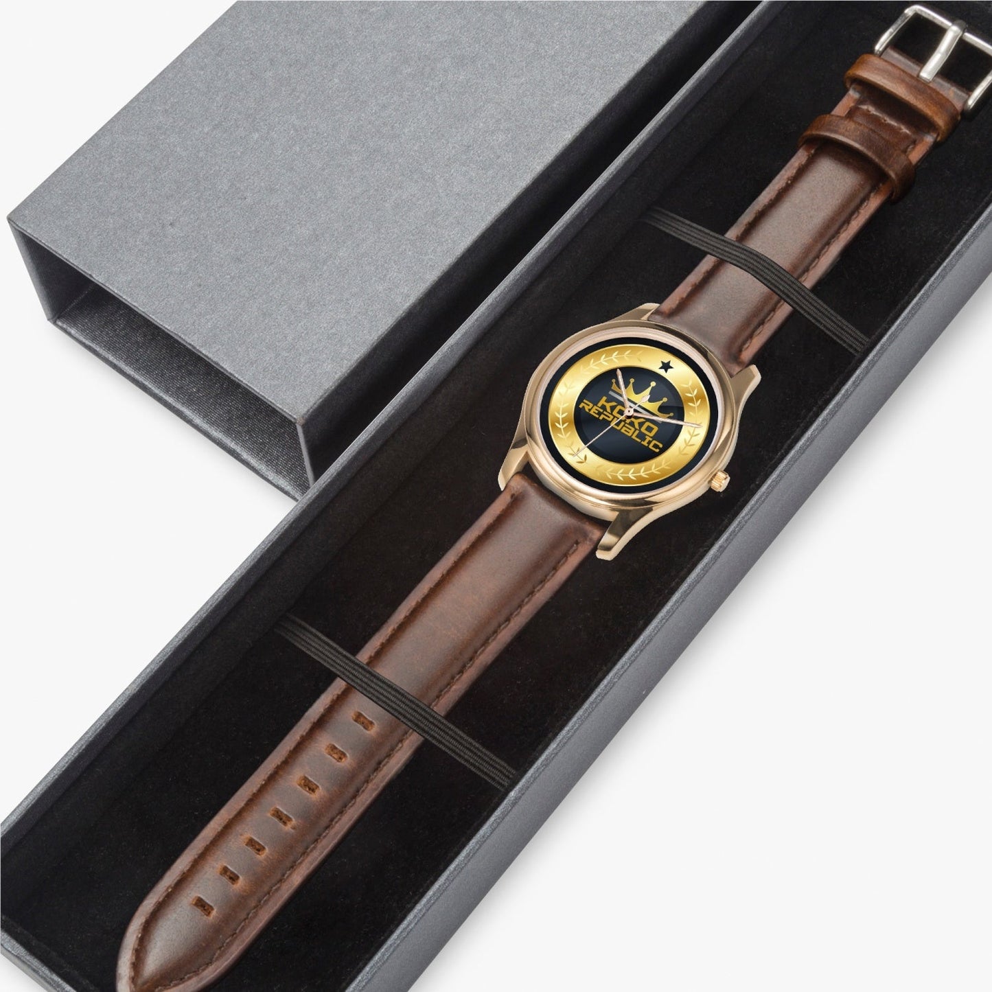 KokoRepublic 150. Stylish Leather Strap Classic Quartz Watch (Gold)