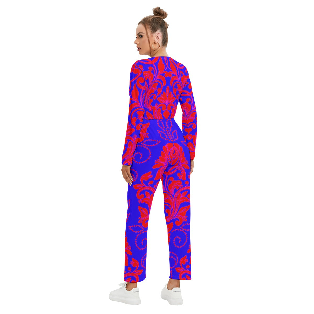 All-Over Print Women's V-neck High Waist Jumpsuit